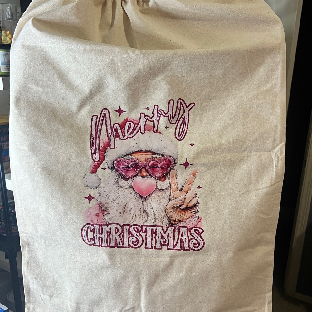 Merry Christmas Canvas Gift Bag